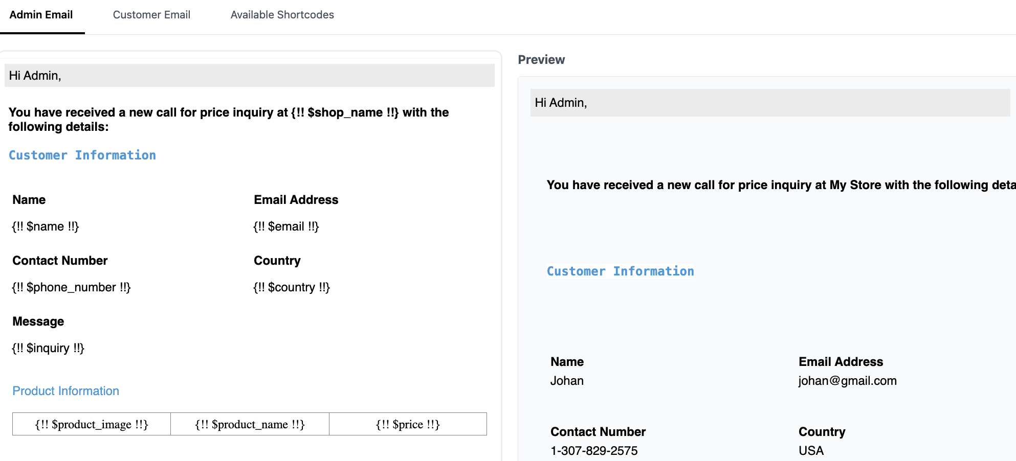 Manage Templates for Email Notification