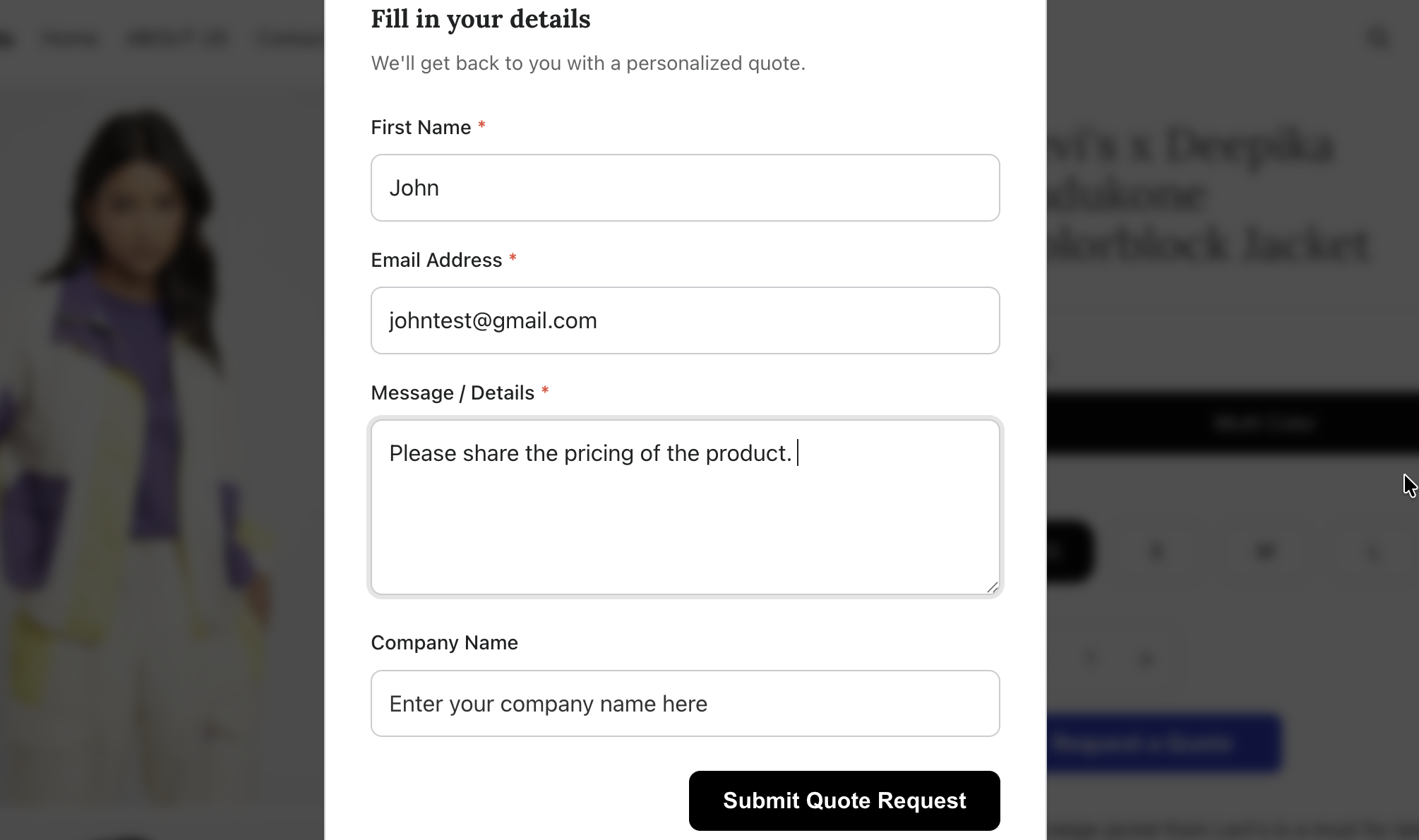 submit the inquiry form