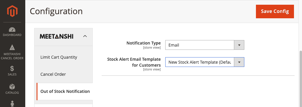 Notification Type Email Settings