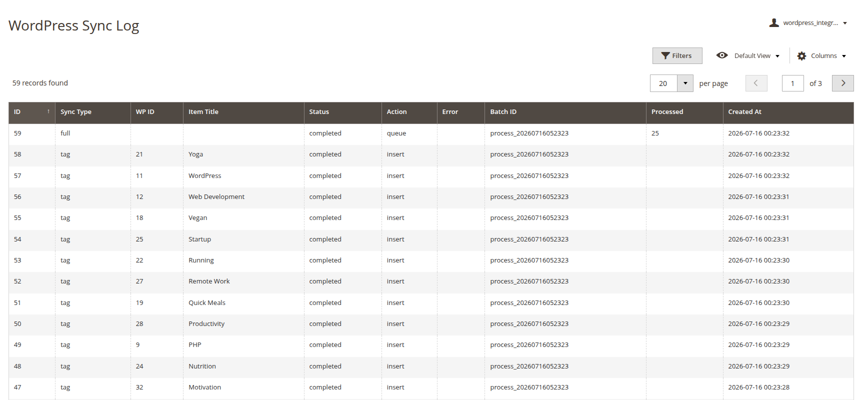 WordPress Log Queue