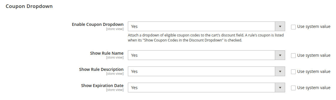 Coupon Dropdown