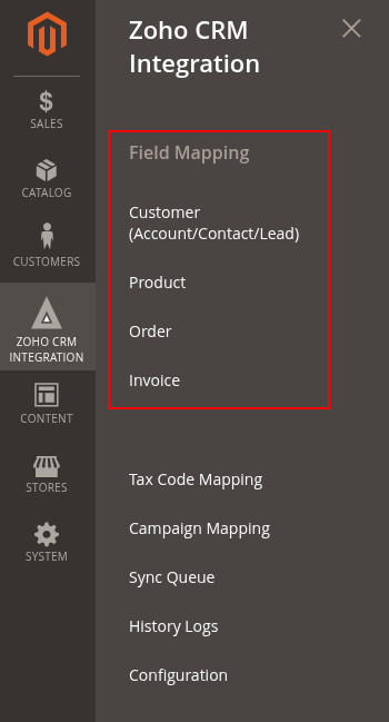 Zoho Field Sync Settings