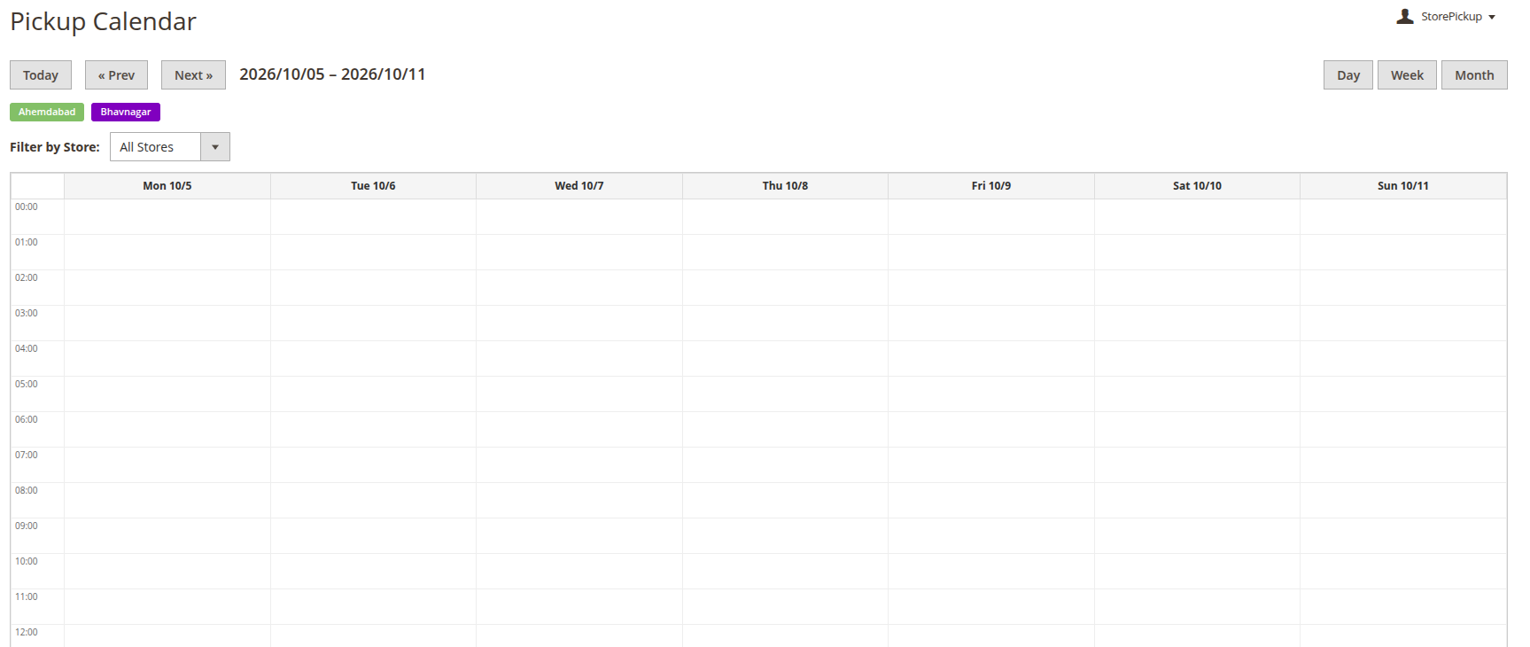 Pickup Calendar